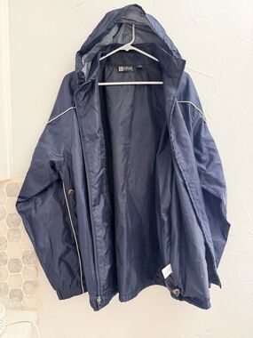 Gear For Sports Navy Shell Windbreaker Jacket with Hideaway Hood-Size L